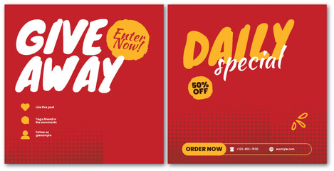 Promotional Social Media Template for Daily Specials and Giveaways