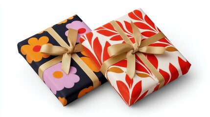 Exquisitely wrapped presents adorned with elegant ribbons and decorative bows for a festive celebration