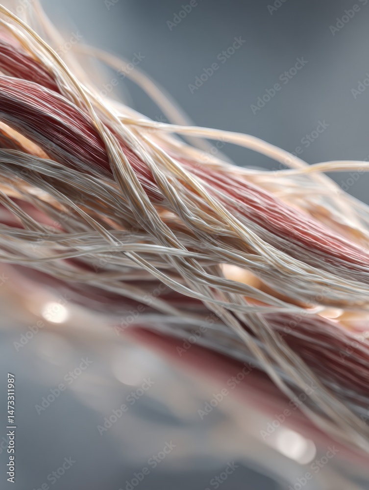 Aufkleber Macro 3D Render Showcases Intricate Muscle Fibers With a Blurred Side View, Emphasizing Texture and Structure
