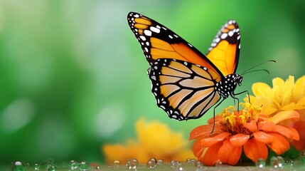 Obraz premium Vibrant Monarch Butterfly on Flower Displaying Beautiful Colors