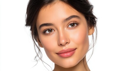 Naklejka premium Striking pink lipstick portrait, a study of color and contrast against white backdrop