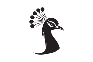 simple and unobtrusive Peacock head vector silhouette illustration isolated in white background