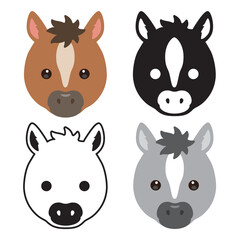 ウマの顔アイコンセット