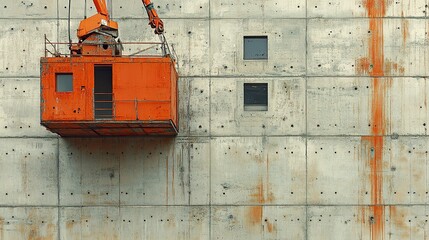 Tower crane lifting materials at a partially built concrete commercial building  