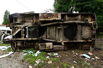 Utopian ruins abandoned ambulance Soviet vehicle
