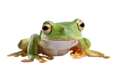 Vibrant Green Tree Frog on white Background Closeup Wildlife Photography