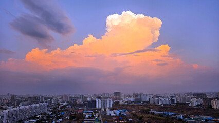 clouds above the Modern residential buildings in the city