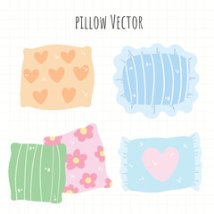 Cute Hand-Drawn Pillow Clipart Set , Cozy Bedtime Essentials with Pastel Colors