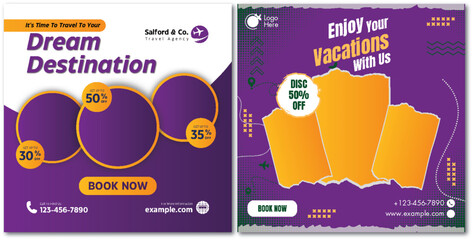 Naklejka premium Promotional Design Templates for Travel Agency Dream Vacations Offers