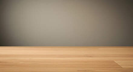 Empty Wooden Table with Gray Wall Background - Ideal for Product Display, Presentation, and Mockup.