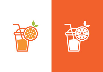  orange juice logo design, fresh orange juice vector logo, fresh orange and fruit processed drink design in vector design with juice glass
