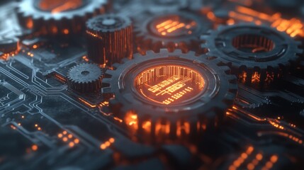 Intricate gears and circuit board