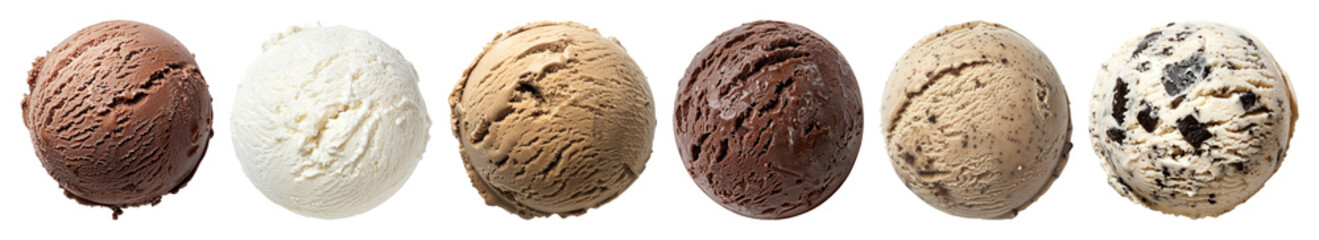 PNG Delicious assorted ice cream scoops, element set on transparent background