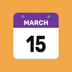 Calendar march 15 date icon vector calendar design and year illustration