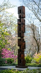 Vertical stacked metal sculpture