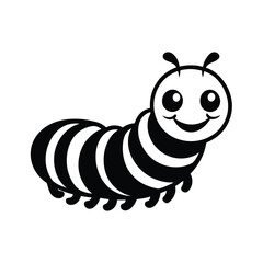 caterpillar insect line art silhouette vector illustration 