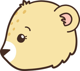 Female Lion, Hand Drawn Lion Cartoon Animals for Kids, Minimal Lion Line Art Doodle