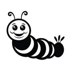 caterpillar insect line art silhouette vector illustration 