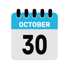 october 30 calendar icon Vector page month design