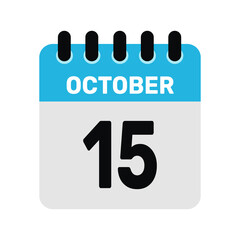 october 15 calendar icon Vector page month design