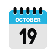 october 19 calendar icon Vector page month design