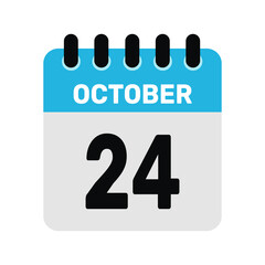 october 24 calendar icon Vector page month design