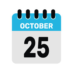 october 25 calendar icon Vector page month design