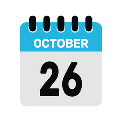 Fototapeta premium october 26 calendar icon Vector page month design