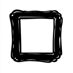 Simple black square frame with wavy, textured edges