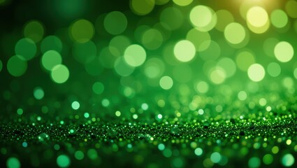 Obraz premium Abstract Green Bokeh Background with Sparkling Glitter and Soft Light Effects