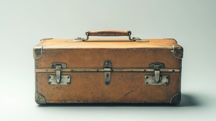 Vintage tan leather suitcase (1)