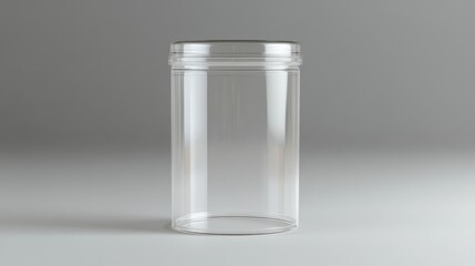 Empty clear glass cylindrical jar