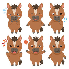 ウマのキャラクターイラスト　表情セット