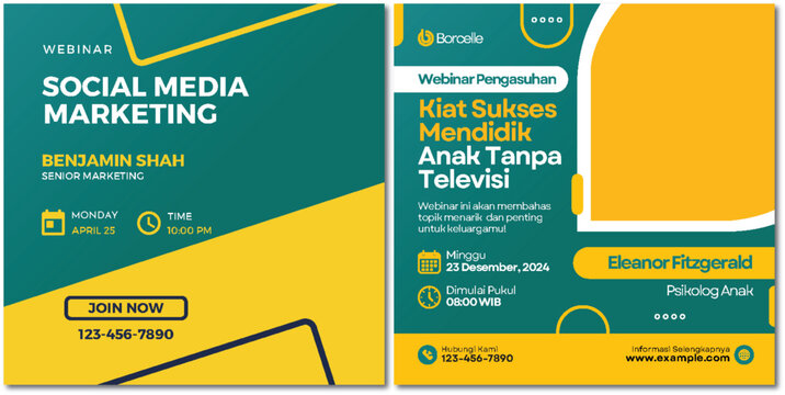 Two Promotional Webinar Posters Side-by-Side Design Concept Template