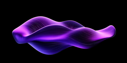 Fototapeta premium Abstract purple wave flowing with smooth lines and elegant gradient on black background creates a modern design