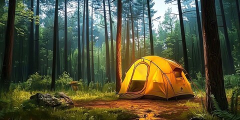 camping in the forest