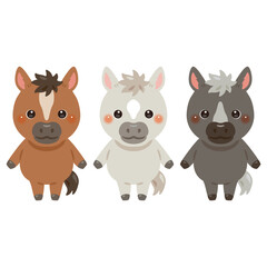 色違いのウマキャラクターイラストセット