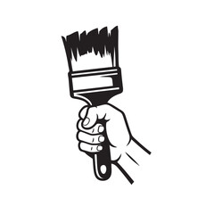 hand holding paint brush vector