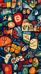 Obraz premium Vibrant, chaotic, colorful graphic design
