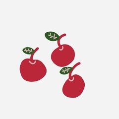 three red cherry hand drawing