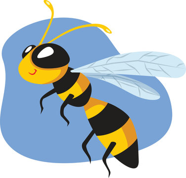 Happy Cheerful Wasp Mascot Vector Cartoon illustration. Hornet emblem mascot sign of dangerous little insect 