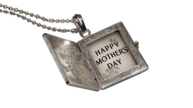 Elegant Silver Locket Necklace Featuring a Happy Mothers Day Message Perfect for Mothers Day Gift Giving Jewelry Mothers Day Present