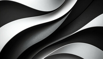 Wavy layers of black and white create an abstract, fluid pattern with dynamic textures and striking contrast