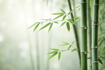 Serene Bamboo Forest with Soft Light and Gentle Greenery