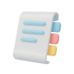 Modern 3D business icon with a transparent background showcasing a minimalistic note holder design in pastel colors for technology-related applications