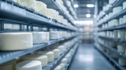 Obraz premium High-tech warehouse storing organic dairy products in cooling chambers,