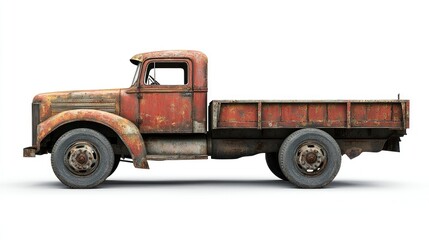 Rusty old truck, side view