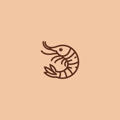 Shrimp logo in clean and minimalist line art style.