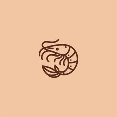 Shrimp logo in clean and minimalist line art style.