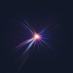 Obraz premium A vibrant burst of light radiating outwards from a central point, showcasing colorful spectral rays against a dark backdrop